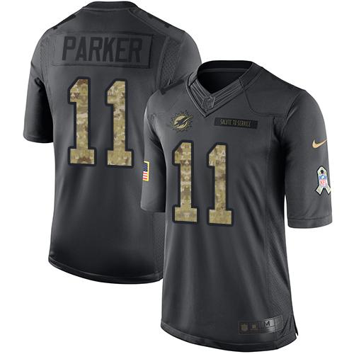 Nike Dolphins #11 DeVante Parker Black Men's Stitched NFL Limited 2016 Salute to Service Jersey