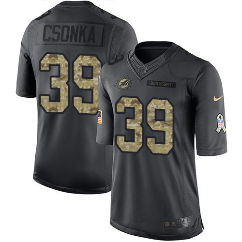 Nike Dolphins #39 Larry Csonka Black Men's Stitched NFL Limited 2016 Salute to Service Jersey