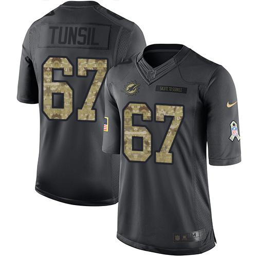 Nike Dolphins #67 Laremy Tunsil Black Men's Stitched NFL Limited 2016 Salute to Service Jersey