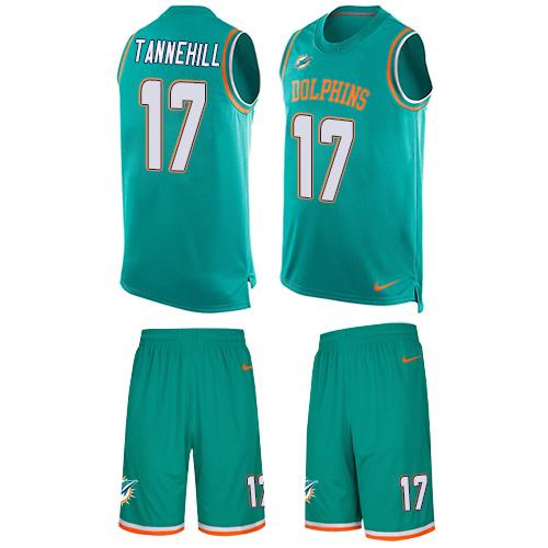 Nike Dolphins #17 Ryan Tannehill Aqua Green Team Color Men's Stitched NFL Limited Tank Top Suit Jersey