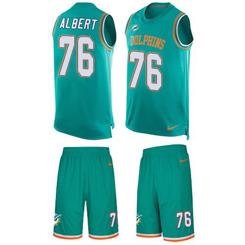 Nike Dolphins #76 Branden Albert Aqua Green Team Color Men's Stitched NFL Limited Tank Top Suit Jersey