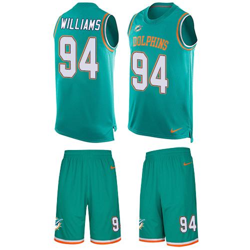 Nike Dolphins #94 Mario Williams Aqua Green Team Color Men's Stitched NFL Limited Tank Top Suit Jersey