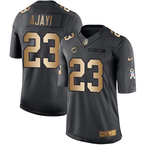 Nike Dolphins #23 Jay Ajayi Black Men's Stitched NFL Limited Gold Salute To Service Jersey