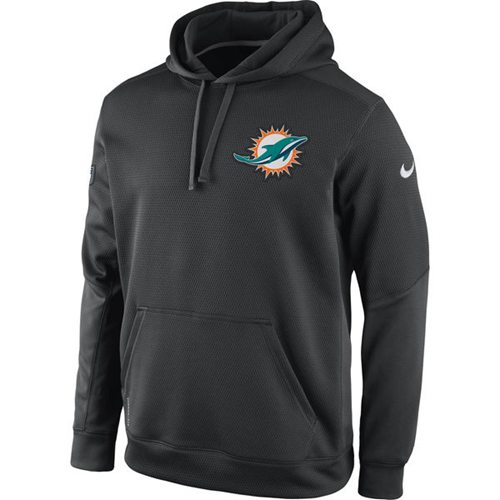 Miami Dolphins Nike KO Chain Fleece Pullover Performance Hoodie Charcoal