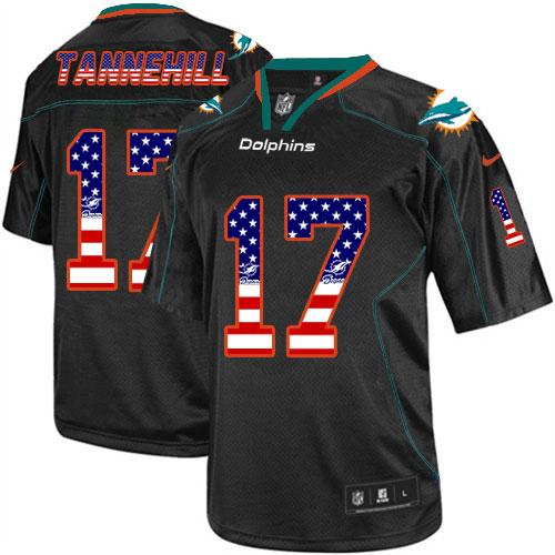 Nike Dolphins #17 Ryan Tannehill Black Men's Stitched NFL Elite USA Flag Fashion Jersey