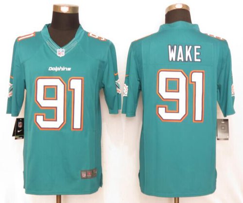 Nike Dolphins #91 Cameron Wake Aqua Green Team Color Men's Stitched NFL Limited Jersey