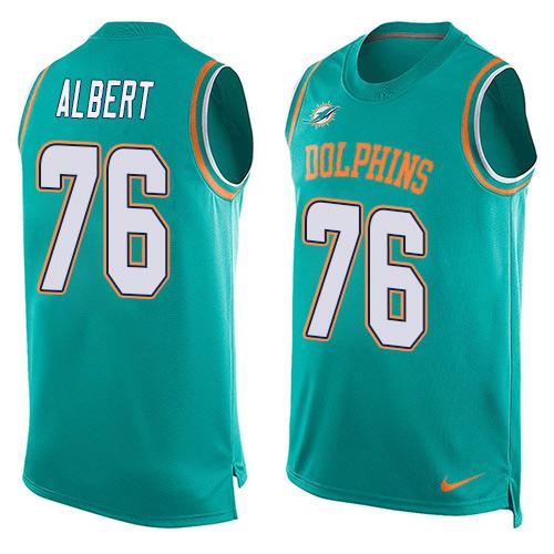 Nike Dolphins #76 Branden Albert Aqua Green Team Color Men's Stitched NFL Limited Tank Top Jersey