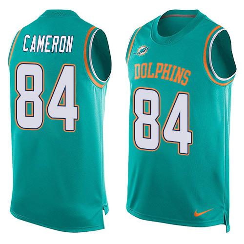 Nike Dolphins #84 Jordan Cameron Aqua Green Team Color Men's Stitched NFL Limited Tank Top Jersey