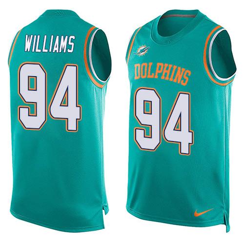 Nike Dolphins #94 Mario Williams Aqua Green Team Color Men's Stitched NFL Limited Tank Top Jersey