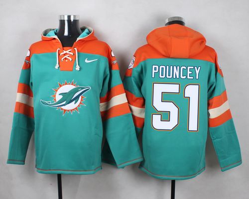 Nike Dolphins #51 Mike Pouncey Aqua Green Player Pullover NFL Hoodie