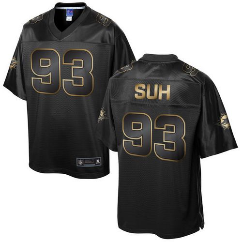 Nike Dolphins #93 Ndamukong Suh Pro Line Black Gold Collection Men's Stitched NFL Game Jersey