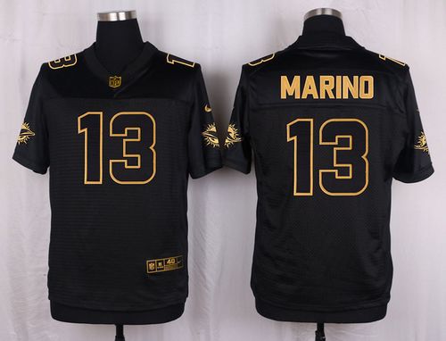 Nike Dolphins #13 Dan Marino Black Men's Stitched NFL Elite Pro Line Gold Collection Jersey