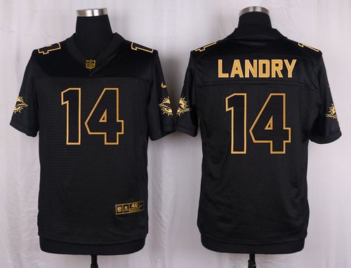 Nike Dolphins #14 Jarvis Landry Black Men's Stitched NFL Elite Pro Line Gold Collection Jersey