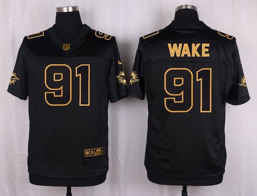 Nike Dolphins #91 Cameron Wake Black Men's Stitched NFL Elite Pro Line Gold Collection Jersey