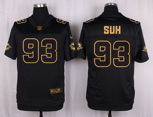 Nike Dolphins #93 Ndamukong Suh Black Men's Stitched NFL Elite Pro Line Gold Collection Jersey