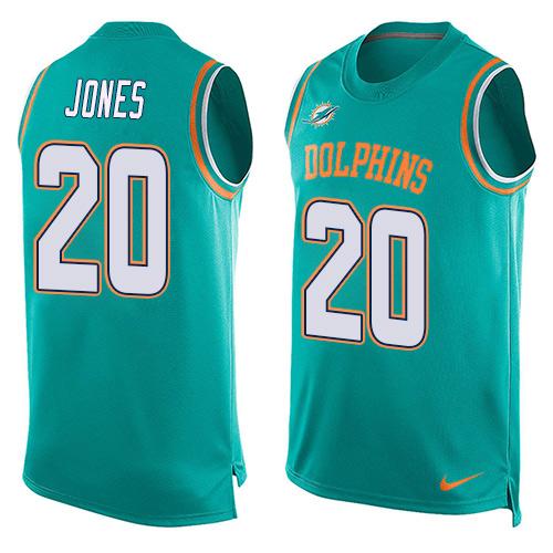 Nike Dolphins #20 Reshad Jones Aqua Green Team Color Men's Stitched NFL Limited Tank Top Jersey