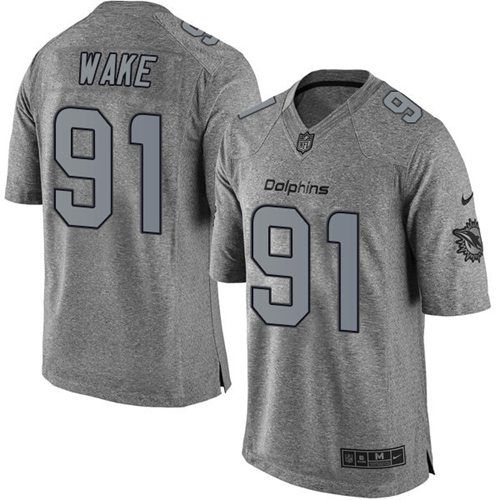 Nike Dolphins #91 Cameron Wake Gray Men's Stitched NFL Limited Gridiron Gray Jersey