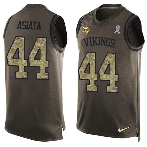 Nike Vikings #44 Matt Asiata Green Men's Stitched NFL Limited Salute To Service Tank Top Jersey