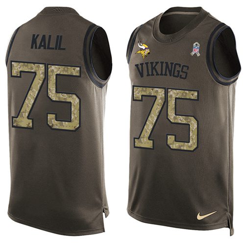 Nike Vikings #75 Matt Kalil Green Men's Stitched NFL Limited Salute To Service Tank Top Jersey