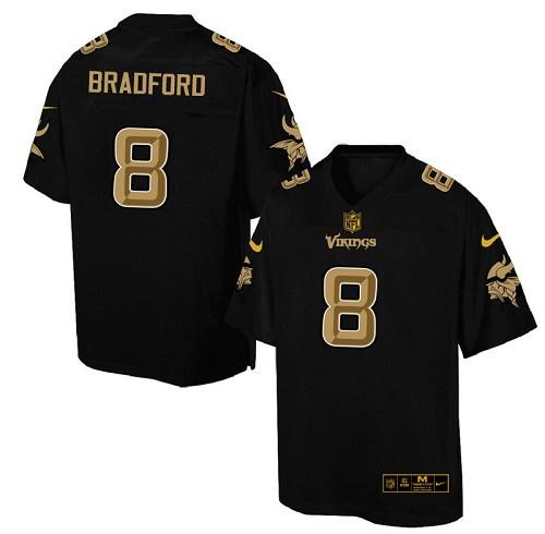 Nike Vikings #8 Sam Bradford Black Men's Stitched NFL Elite Pro Line Gold Collection Jersey