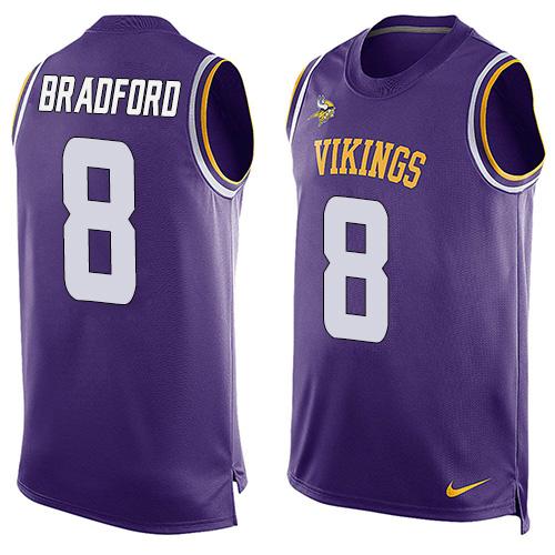 Nike Vikings #8 Sam Bradford Purple Team Color Men's Stitched NFL Limited Tank Top Jersey