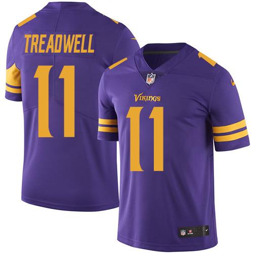 Nike Vikings #11 Laquon Treadwell Purple Men's Stitched NFL Limited Rush Jersey