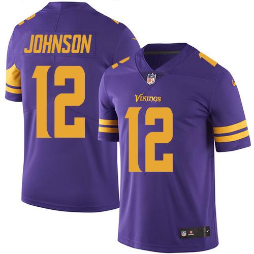 Nike Vikings #12 Charles Johnson Purple Men's Stitched NFL Limited Rush Jersey