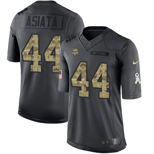 Nike Vikings #44 Matt Asiata Black Men's Stitched NFL Limited 2016 Salute To Service Jersey