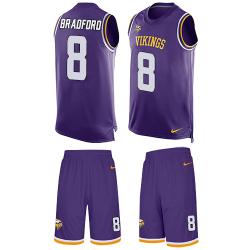 Nike Vikings #8 Sam Bradford Purple Team Color Men's Stitched NFL Limited Tank Top Suit Jersey