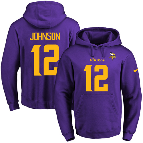 Nike Vikings #12 Charles Johnson Purple(Gold No.) Name & Number Pullover NFL Hoodie
