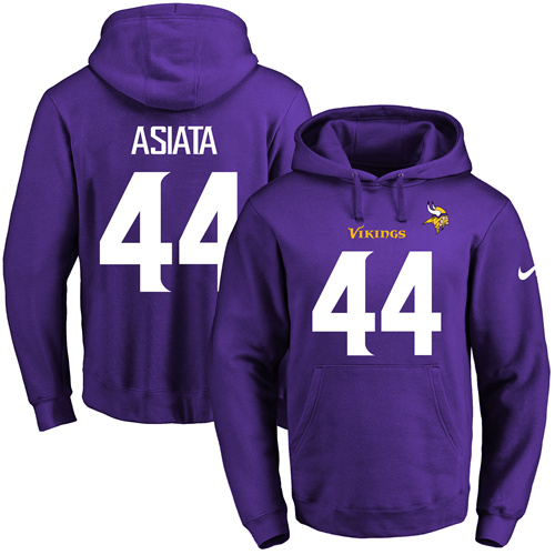 Nike Vikings #44 Matt Asiata Purple Name & Number Pullover NFL Hoodie