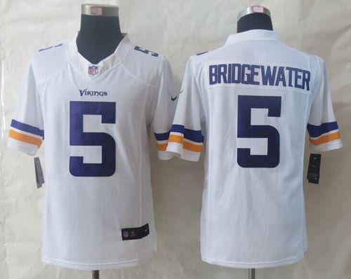 Nike Vikings #5 Teddy Bridgewater White Men's Stitched NFL Limited Jersey