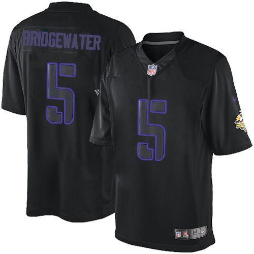 Nike Vikings #5 Teddy Bridgewater Black Men's Stitched NFL Impact Limited Jersey