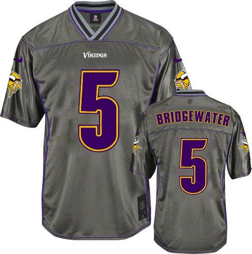 Nike Vikings #5 Teddy Bridgewater Grey Men's Stitched NFL Elite Vapor Jersey