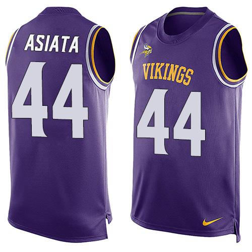 Nike Vikings #44 Matt Asiata Purple Team Color Men's Stitched NFL Limited Tank Top Jersey