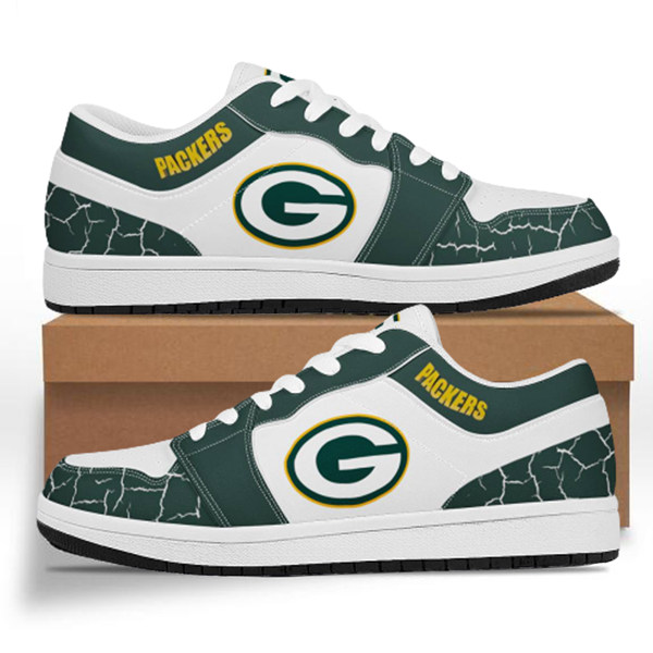 Men's Green Bay Packers AJ Low Top Leather Sneakers 001
