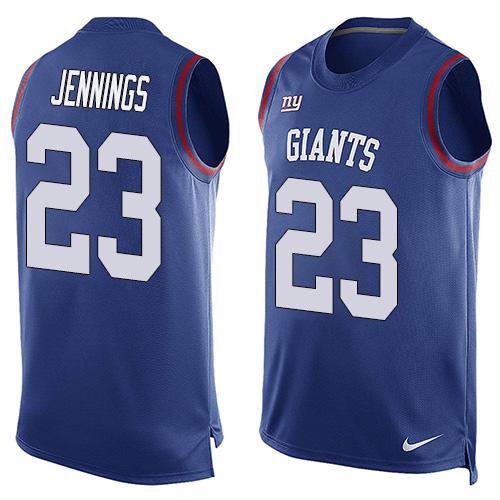 Nike Giants #23 Rashad Jennings Royal Blue Team Color Men's Stitched NFL Limited Tank Top Jersey