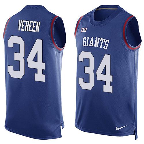 Nike Giants #34 Shane Vereen Royal Blue Team Color Men's Stitched NFL Limited Tank Top Jersey