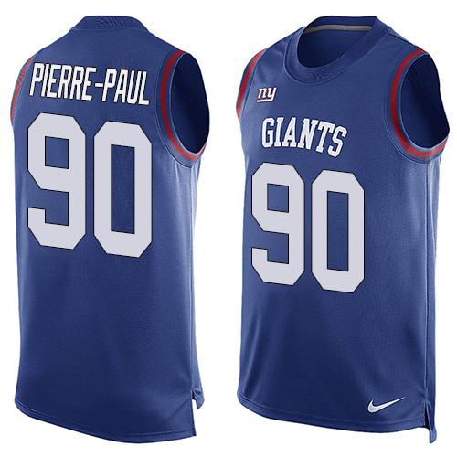 Nike Giants #90 Jason Pierre-Paul Royal Blue Team Color Men's Stitched NFL Limited Tank Top Jersey