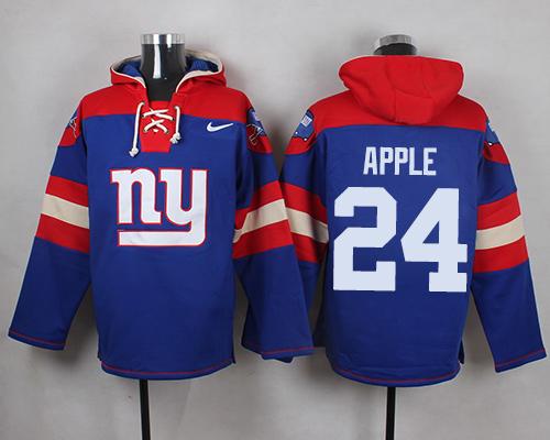 Nike Giants #24 Eli Apple Royal Blue Player Pullover NFL Hoodie