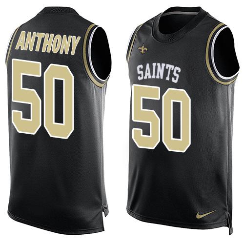 Nike Saints #50 Stephone Anthony Black Team Color Men's Stitched NFL Limited Tank Top Jersey