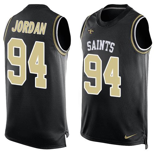 Nike Saints #94 Cameron Jordan Black Team Color Men's NFL Limited Tank Top Jersey