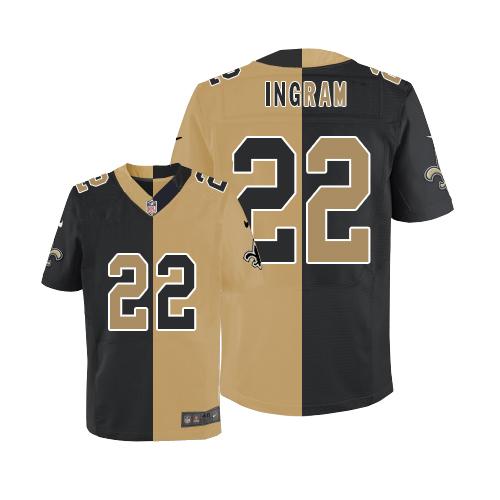 Nike Saints #22 Mark Ingram Black/Gold Men's Stitched NFL Elite Split Jersey