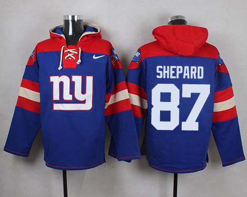 Nike Giants #87 Sterling Shepard Royal Blue Player Pullover NFL Hoodie
