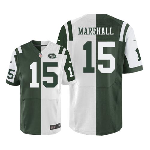 Nike Jets #15 Brandon Marshall Green/White Men's Stitched NFL Elite Split Jersey