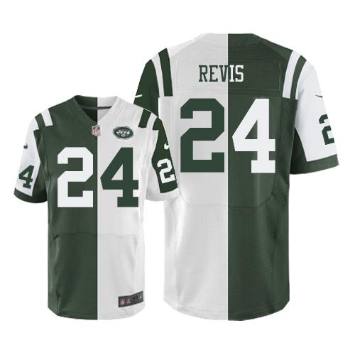 Nike Jets #24 Darrelle Revis Green/White Men's Stitched NFL Elite Split Jersey