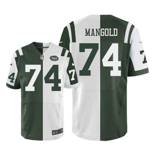 Nike Jets #74 Nick Mangold Green/White Men's Stitched NFL Elite Split Jersey