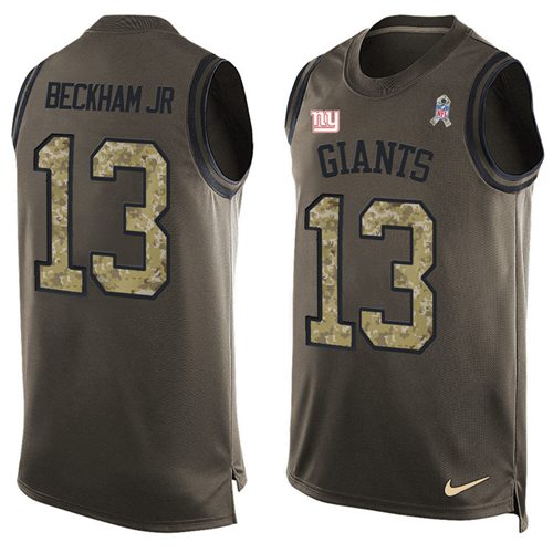 Nike Giants #13 Odell Beckham Jr Green Men's Stitched NFL Limited Salute To Service Tank Top Jersey