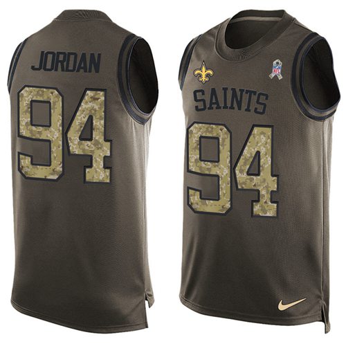 Nike Saints #94 Cameron Jordan Green Men's NFL Limited Salute To Service Tank Top Jersey