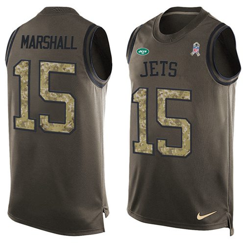 Nike Jets #15 Brandon Marshall Green Men's Stitched NFL Limited Salute To Service Tank Top Jersey